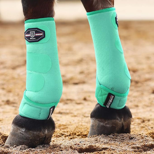 Harrison Howard Horse Sport Medicine Front Shock-Absorbing Boots All-Round Lower Limb Protection & Support Sport Boots Perfect for Endurance Training and Performance Pack of 2 Mint L