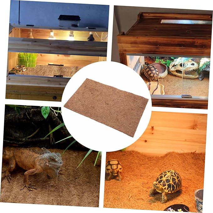 TOYANDONA 4pcs Natural Coconuts Fiber Reptile Mat Slip Resistant Bedding for Bearded Dragons Geckos Tortoises Safe Substrate for Terrariums Comfortable Habitat Flooring