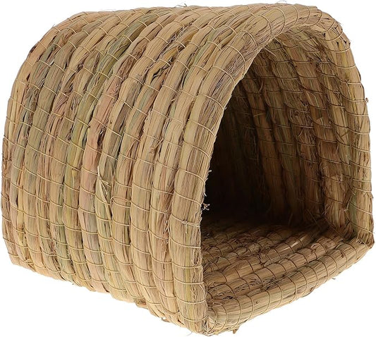 Toddmomy Straw Woven Chicken Coop Nest Small Animal Bed for Hamsters Guinea Pigs Birds Semi-Enclosed Sleep Nest Indoor Outdoor