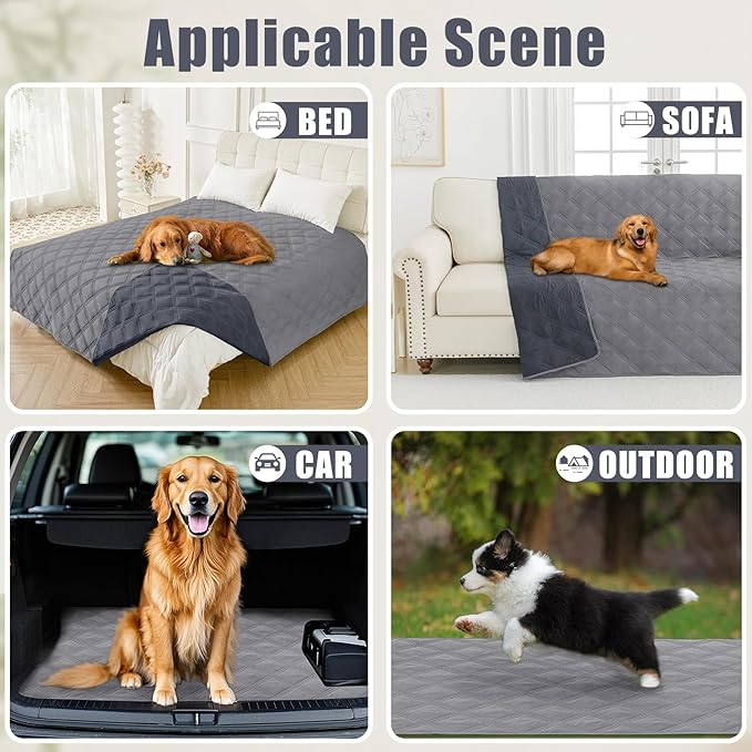 Smiry Waterproof Dog Bed Cover Blanket 40x90, Soft Reversible Pet Blanket, Washable Leakproof Cats Dogs Couch Cover for Sofa, Couch, Furniture, Grey/Dark Grey