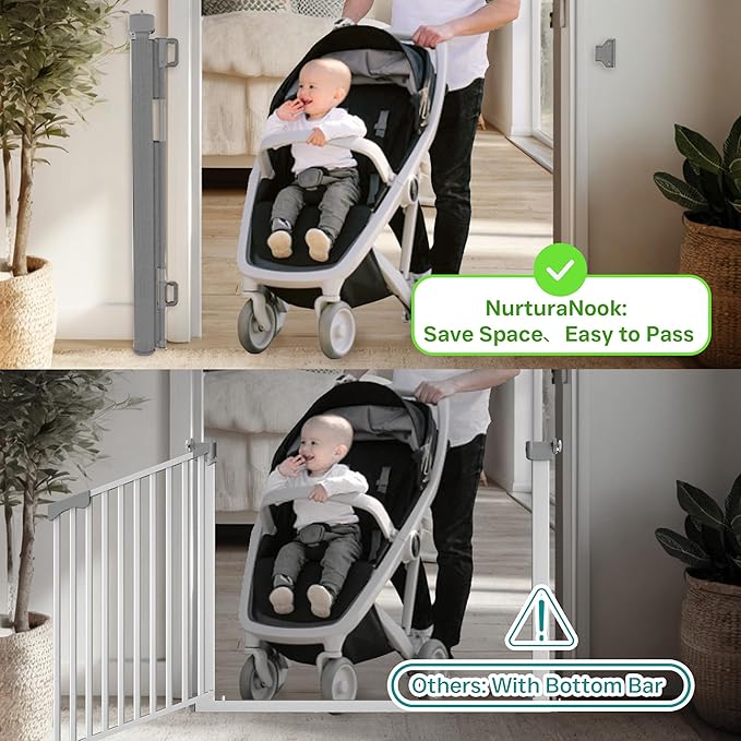 200 Inch Extra Wide Retractable Baby Gate,Mesh Baby Gate or Mesh Dog Gate,34" Tall,Child Safety Gate for Doorways, Stairs, Hallways, Indoor or Outdoor (Gray, 200''Wide 41''Tall)
