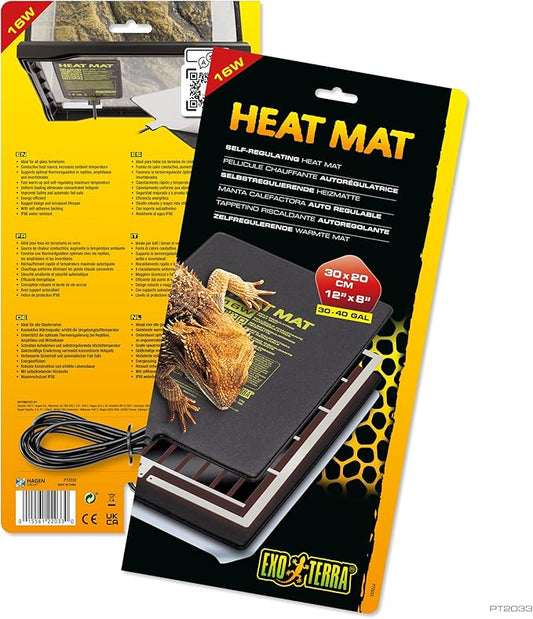 Exo Terra Heat Mat – Self-Regulating Reptile Heating Pad for Terrariums, Conductive Source for Reptiles & Amphibians, Fast Warm-Up, Safe & Energy Efficient, Even Distribution 16W