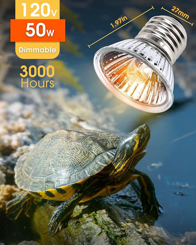 50W UVA+UVB Reptile Heat Lamp, 4 Pack Heat Lamp Light Bulbs for Reptiles, Amphibian Basking Lights, Terrariums and Cages,Works with Various Lamp Fixtures, for Bearded Dragon, Lizard, Gecko,Turtle