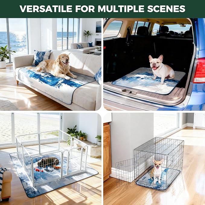 FXW Washable Pee Pads for Dogs, Leak-Proof & Non-Slip, Specifically Designed for Rollick/Homeplus 24inch 8 Panels Dog Playpen, 63" Square, Tie-Dye Blue, 1 Pack