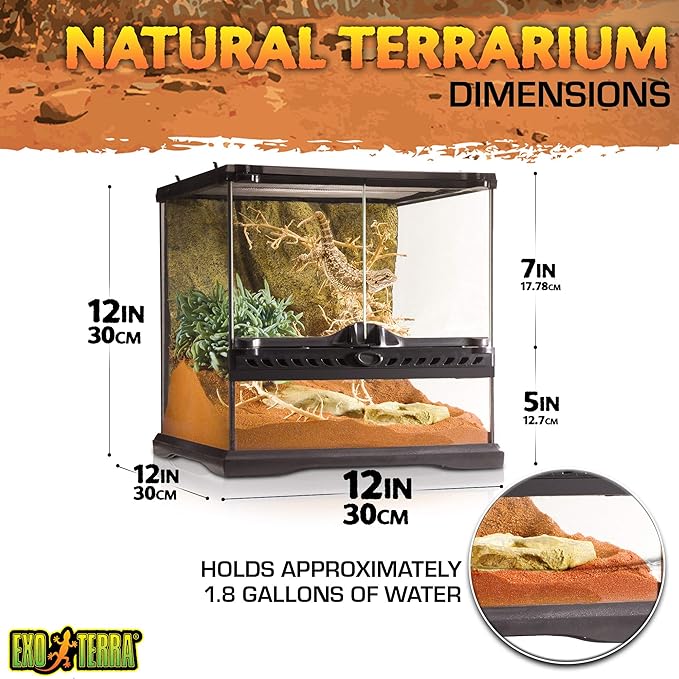 Exo Terra Glass Terrarium Kit, for Reptiles and Amphibians, Mini Wide, 12 x 12 x 12 Inches, PT2600A1