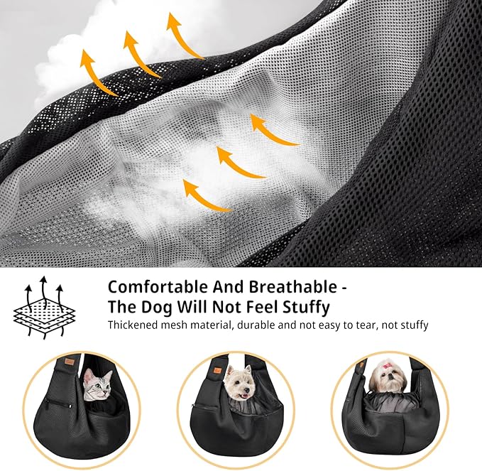 CUBY Dog and Cat Sling Carrier - Adjustable Breathable Mesh Small Pet Sling - Soft Pouch and Tote Design - Suitable for Puppy, Small Dogs Cats Outdoor