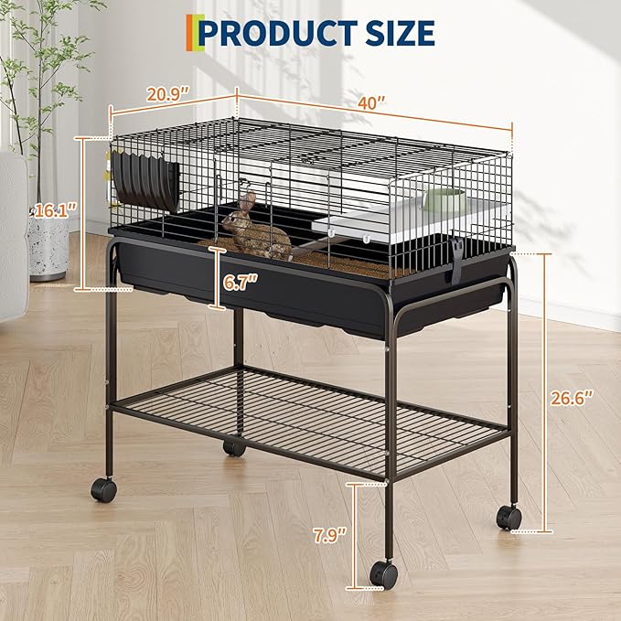 Garvee 35.3" h Hamster Cage Kit with Removable Storage Shelf, Guinea Pig Cage with 3Pcs Accessories, Rat Critter Cage for Chinchilla, Squirrel, Gerbil, Hedgehog, Hamster, Guinea Pig, Black