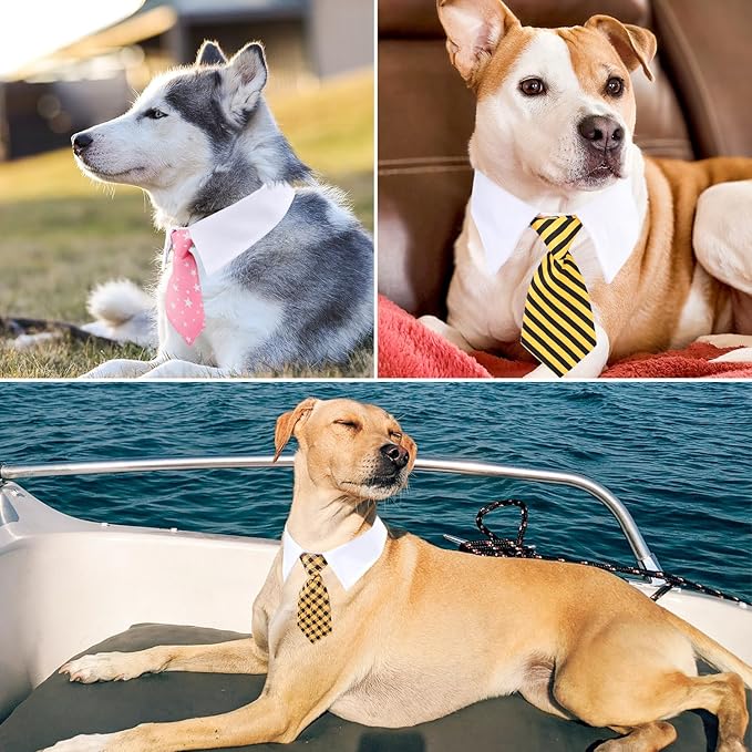 Segarty Dog Necktie Collar, 6pcs Dog Tie for Medium and Large Dogs, Adjustable Collar with Stripped Formal Neck Tie for Dogs Cats Tuxedo Tux Outfits, Birthday, Wedding, Christmas Costumes