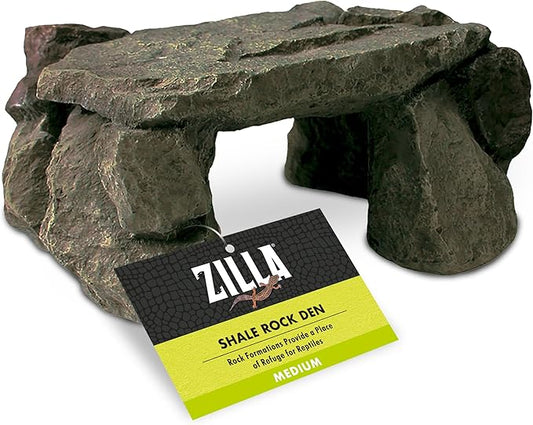 Zilla Shale Rock Den, Naturalistic Rock Décor, Perfect for Basking, Climbing, Hiding, Ideal for Aquatic or Terrestrial Reptile Habitats, Medium