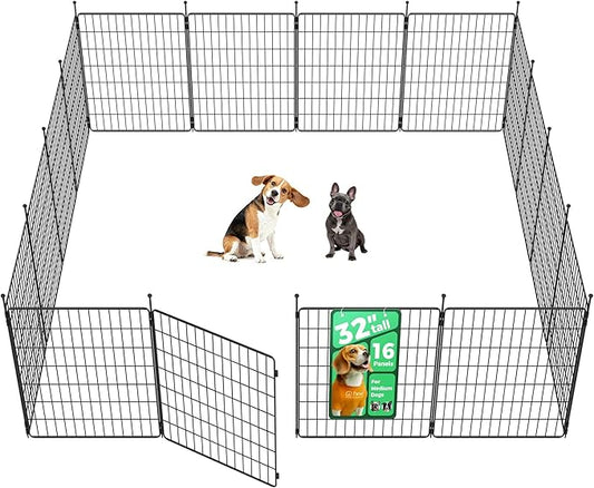 FXW MiniPaws Unleashed Dog Playpen, Expandable & Portable Design for Yard, RV Camping and Indoor Use, for Small and Medium Dogs, 32-inch 16 Panels