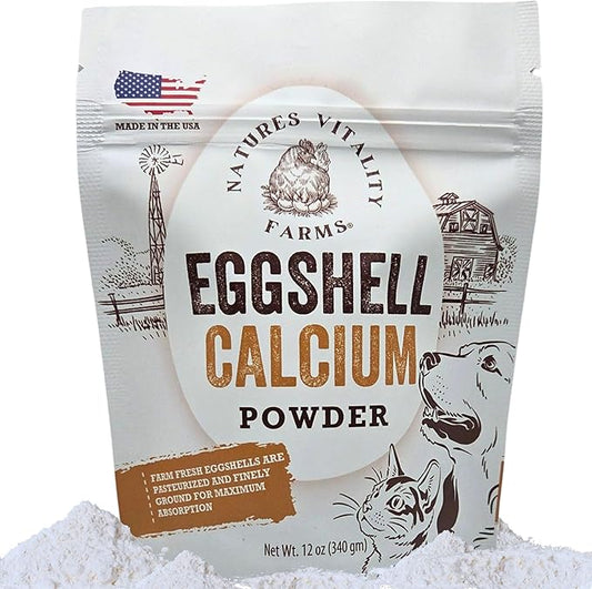 12 oz Pure U.S.A. Eggshell Powder for Dogs/Cats, Finely Ground, Calcium Supplement