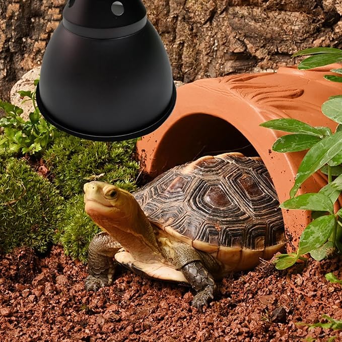 Reptile Heat Lamp Fixture - Deep Dome Basking Light Holder, Reflective Terrarium Lamp Shade | UVB Reptile Tank Light Fixture, Optical Dome Cover for Heat Bulb, Pet Habitat Light Accessory