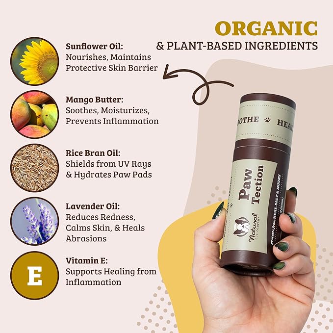 Natural Dog Company Pawtection Balm for Hot Pavement, Dry Cracked Dog Paws, and Rough Terrain - Safe, Non-Toxic, and Lick Safe - Protects Paws Natural Ingredients, Lick-Safe, 2 oz Stick