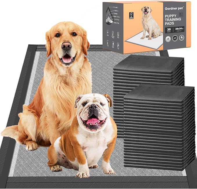 Charcoal Puppy Pads 28x34 Inches Extra Large Dog Pee Pads Odor-Control & Leak-Proof Disposable Pet Training Edge-Wrapping Thicken Potty Pad for Dogs, Cats, Rabbits (200 Pieces)