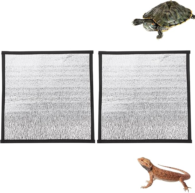 balacoo 2 Pcs Reflective Insulation Reptile Mat - 11.8" Under Tank Thermal Film for Snake Lizard Turtle - Maximizes Warmth for Reptile Heat Pad & Heat Tape