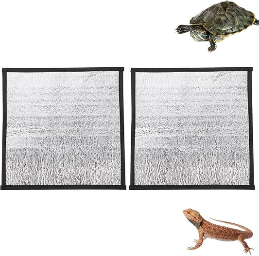 balacoo 2 Pcs Reflective Insulation Reptile Mat - 11.8" Under Tank Thermal Film for Snake Lizard Turtle - Maximizes Warmth for Reptile Heat Pad & Heat Tape