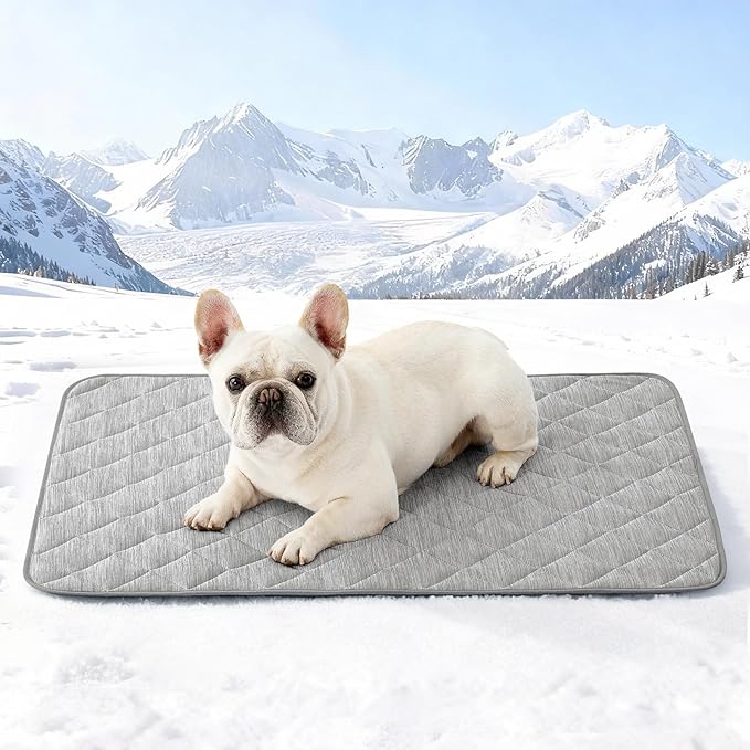 COZY KISS Dog Cooling Mat 27"x36" Q-Max>0.4, Waterproof Pet Bed Cover, Non-Slip Dog Bed Mat, Washable Cooling Pad for Small Dogs, Cats, Crate, Couch, Furniture Protector(Gray)