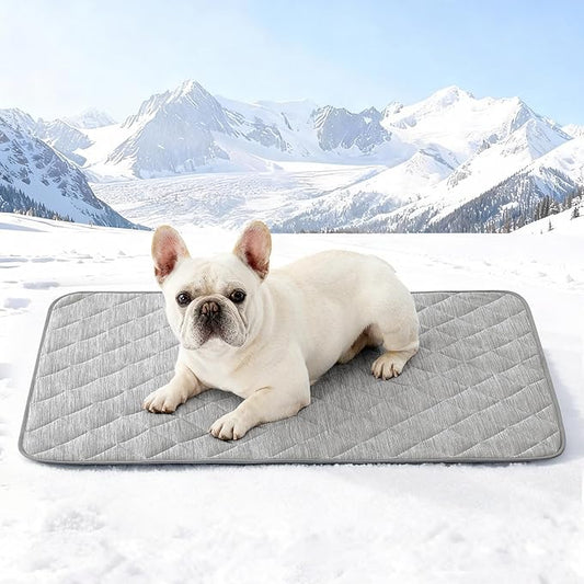 COZY KISS Dog Cooling Mat 27"x36" Q-Max>0.4, Waterproof Pet Bed Cover, Non-Slip Dog Bed Mat, Washable Cooling Pad for Small Dogs, Cats, Crate, Couch, Furniture Protector(Gray)