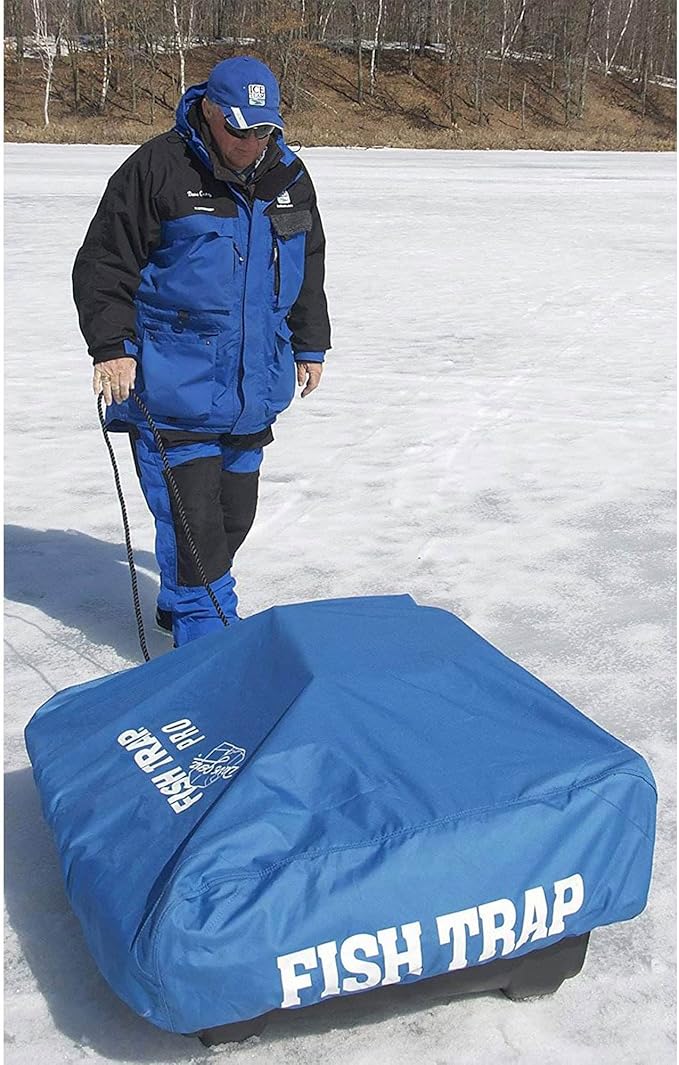 CLAM Ice Fishing Shelter Travel Cover – Heavy-Duty Polyester Cover for Voyager, Adventure, Tundra, Thermal XL, Large Nordic Sled – Weather-Resistant with Straps & Pockets – Blue
