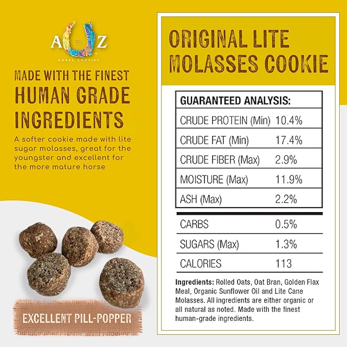 Horse Treats, Original Flavor, A Softer Cookie/Pill Popper Made w/Lite Molasses, Low Carb/Sugar, Wheat, Corn, Soy & Alfalfa Free. All Natural Ingredients, 4.5 lb