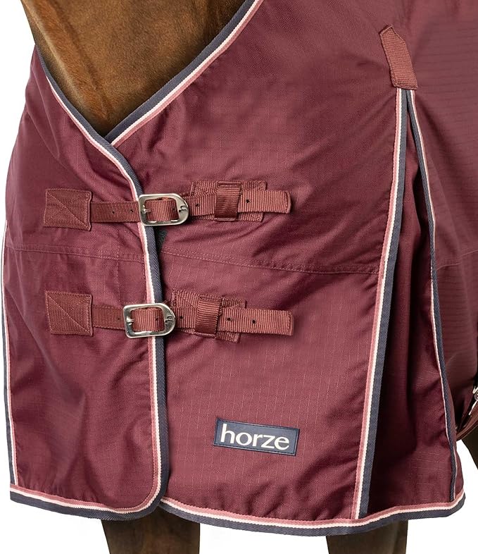 HORZE Glasgow Light Weight Waterproof Turnout Horse Sheet (No Fill) - Burgundy - 78 in