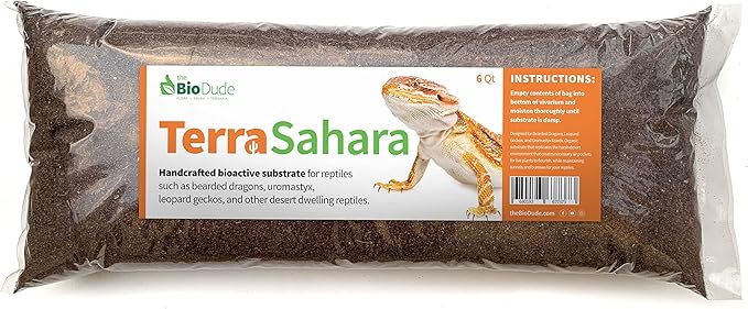 The Bio Dude Terra Sahara Bioactive Reptile Substrate 6 quarts for terrariums and vivariums. Great Bedding for Bearded Dragons, Uromasatyx, Leopard Geckos, Sand Boas and Desert Plants