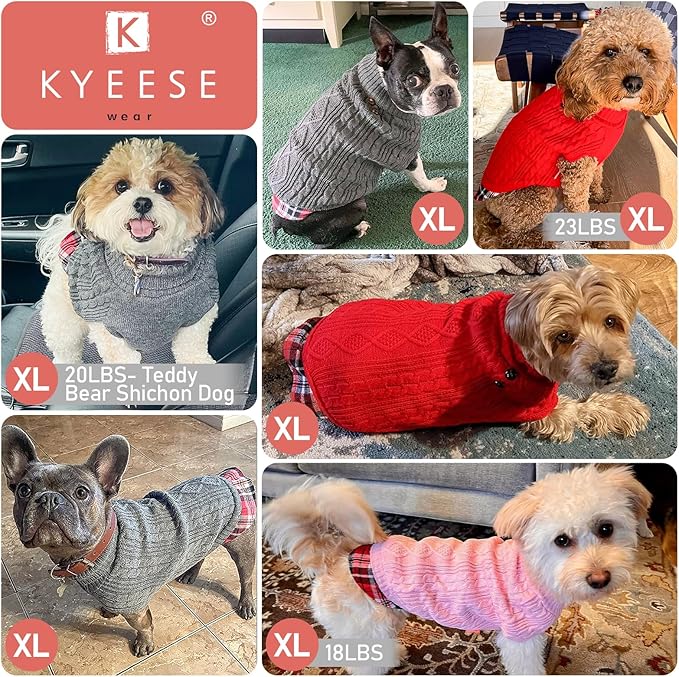 KYEESE Dog Sweater Thick Pet Coat for Fall Winter Cold Weather Warm Turtleneck Medium Dogs Sweater Soft Pullover Dog Sweaters for Medium Dogs Boy