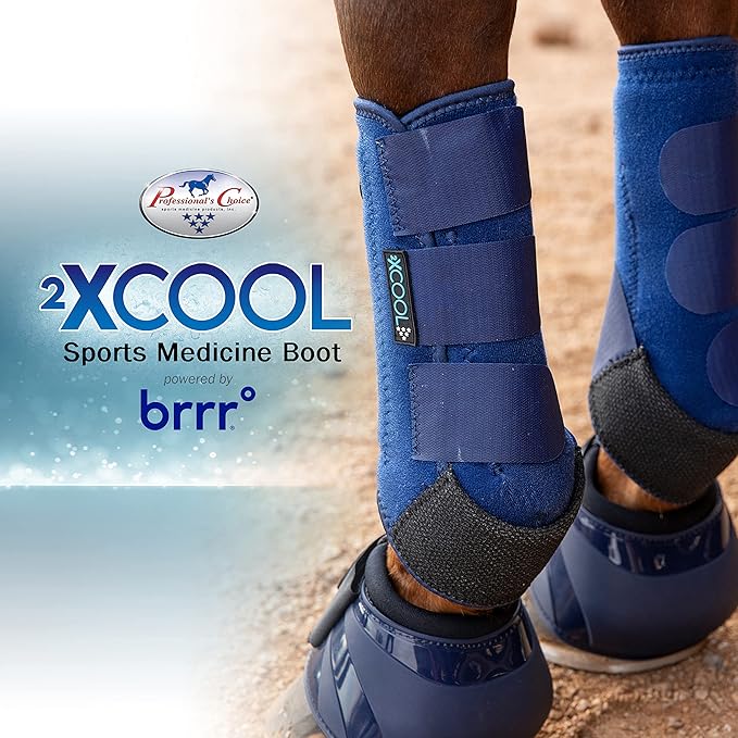 Professional's Choice 2XCOOL Sports Medicine Horse Boots | Protective & Breathable Design for Ultimate Comfort, Durability & Cooling in Active Horses | 2 Pack Medium Navy
