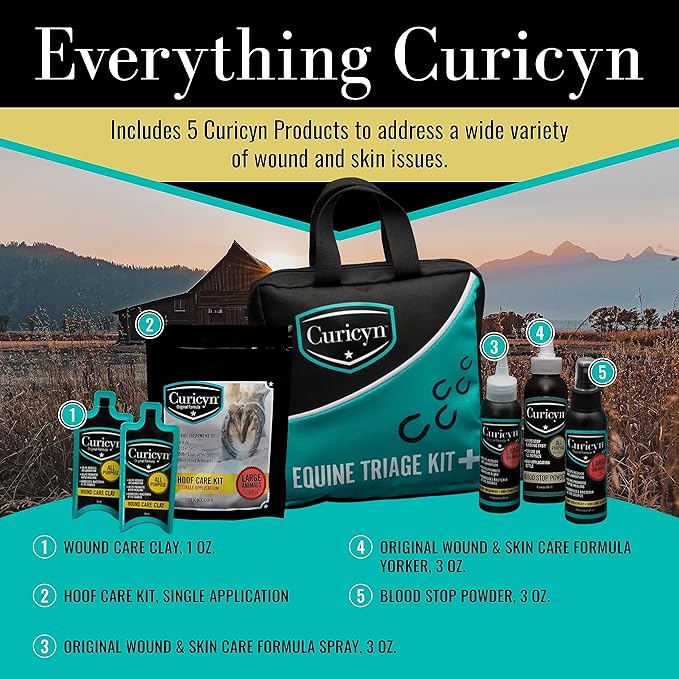 Curicyn Equine Triage Kit - 36 Piece Equine First Aid Kit for Horses - Contains Equine Emergency Essentials Including Hoof Kit - Horse First Aid Kits - Horse Emergency Necessities