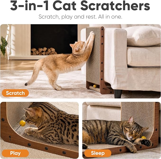 FUKUMARU Cat Scratcher 2 Packs, 25 Inch Cat Scratching Boards, L Shaped Pad - Image 3