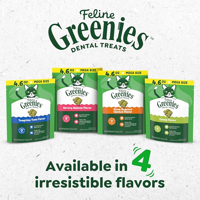 Greenies Cat Treats, Veterinarian-Recommended Adult Natural Dental Cat Treats, Tempting Tuna Flavor, 4.6 oz. Tub (Pack of 2) - Image 10