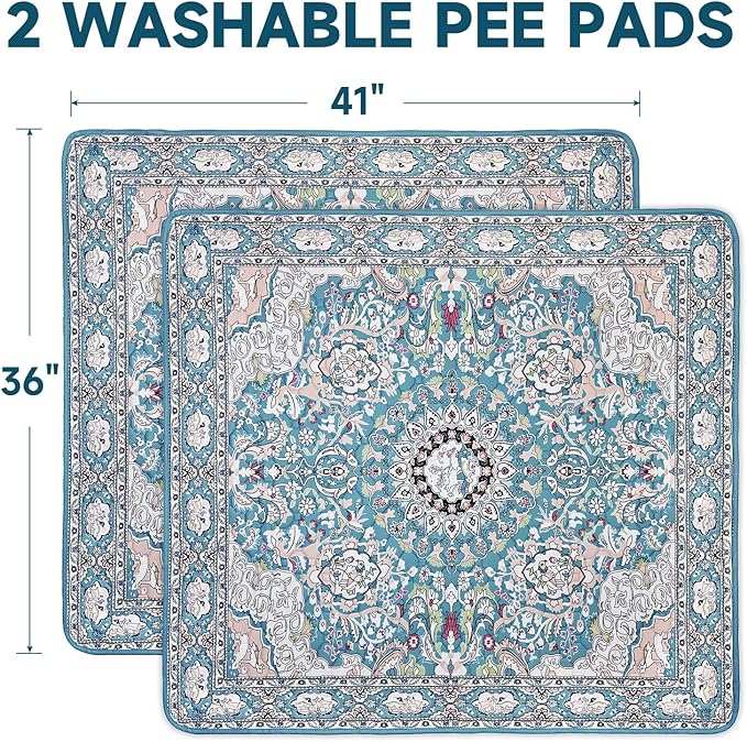Washable Pee Pads for Dogs 2 Pack, Puppy Pads with Pheromones, 2026 Upgraded PuppyPad 36" x 41" Waterproof Non-Slip Reusable Puppy Pad with Fast Absorbent,Leakproof Whelping Pads for Pet Housebreaking