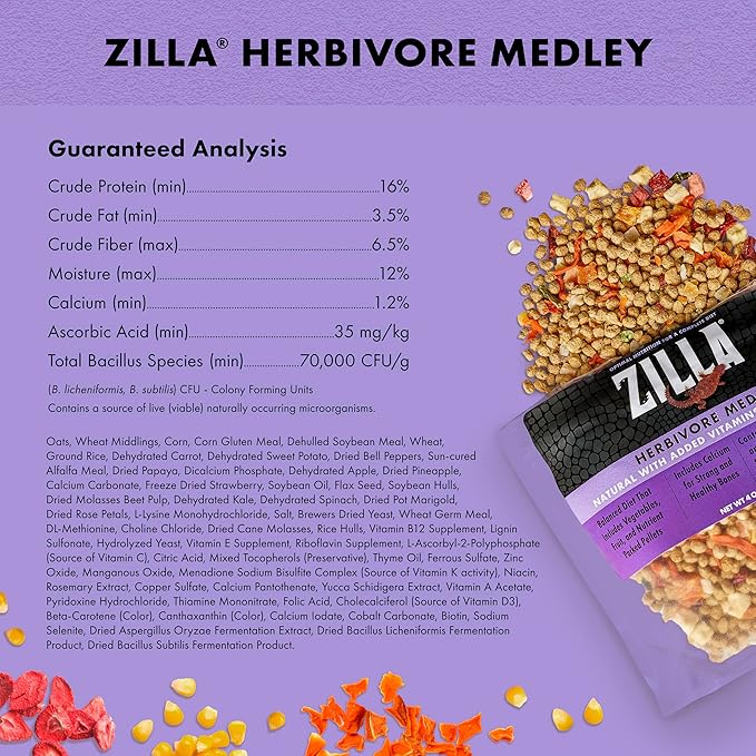 Zilla Pet Reptile Herbivore Food Medley Diet, 4 oz