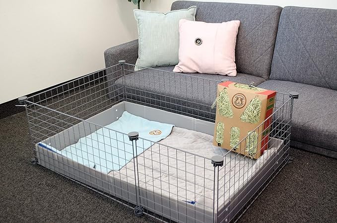 GuineaDad Original Reusable Cage Liner – Blue Fleece Bedding with Burrowing Pocket – Extra Absorbent Bamboo Core & Waterproof Bottom – Fits 2x3 C&C Guinea Pig Cages – Small Pet Supplies