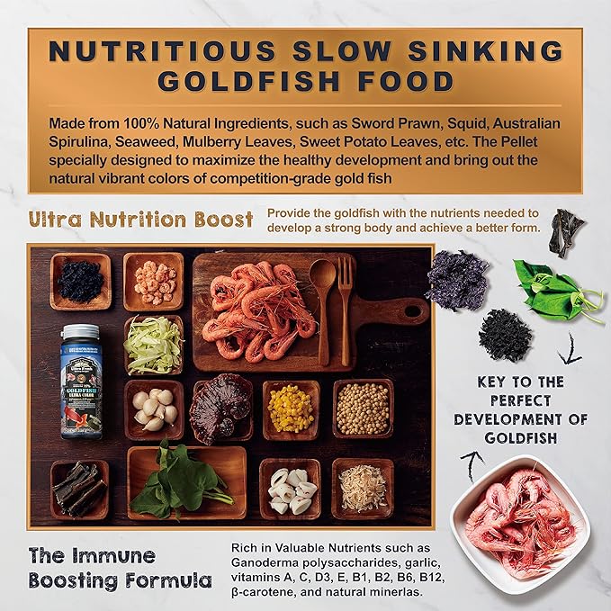 Ultra Fresh Sinking Goldfish Food, Color Enhancing, Balanced Diet, All Natural Ingredients, Clear Water Formula, Slow Sinking Gold Fish Pellets, Goldfish Ultra Color 2.2 lbs