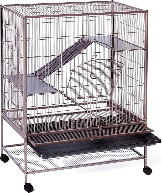 Prevue Pet Products Rolling Small Animal Cage - Ideal for Rats, Chinchillas, Ferrets, Guinea Pigs, Chew-Proof Critter House, Easy to Clean - Earthtone Dusted Rose Hammertone Finish