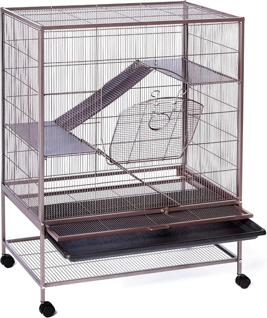 Prevue Pet Products Rolling Small Animal Cage - Ideal for Rats, Chinchillas, Ferrets, Guinea Pigs, Chew-Proof Critter House, Easy to Clean - Earthtone Dusted Rose Hammertone Finish