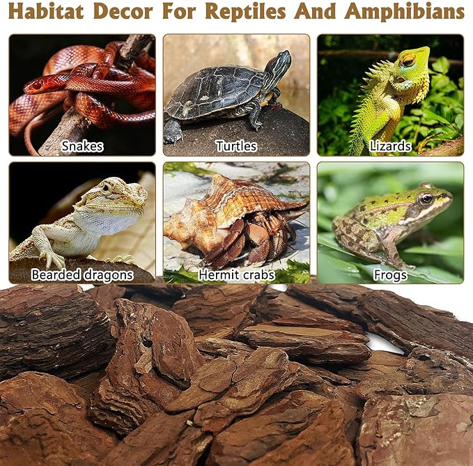 Hamiledyi Reptile Bark Bedding 22.9oz Tortoise Habitat Bedding Natural Wood Chips Terrarium Substrate Bearded Dragon Tank Accessories for Snake Box Turtle Gecko Hermit Crabs Pack of 2 (Large)