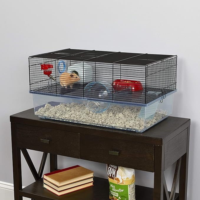 Ferplast Favola Hamster Cage Includes Free Water Bottle, Exercise Wheel, Food Dish & Hamster Hide-Out Large Hamster Cage Measures 23.6L x 14.4W x 11.8H-Inches