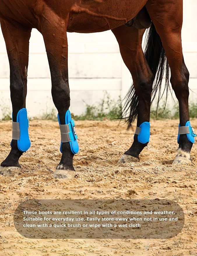 Harrison Howard Horse Tendon Boots Open Front/Fetlock Boot for Horse Protective Boots for Jumping, Trail Riding Set of 4