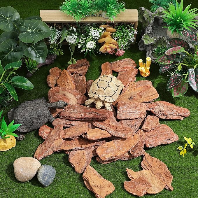 SHINEOFI Reptiles Box Pine Bark Landscaping Decor 500g Natural Wood Chips for Tortoise and Reptile Habitat Terrarium Breeding Box