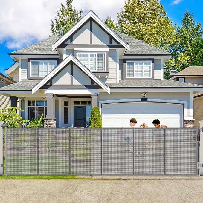 250" Extra Wide Retractable Baby Gates, Reinforced 21ft Large Baby Gate Retractable Pet Gates for Wide Openings, 48" Extra Tall Pet Gate Outdoor Retractable Gate, Long Dog Gate Retractable Fence, Gray