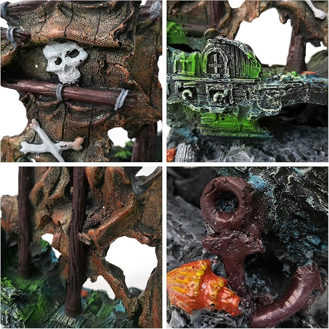 M2cbridge Antique Roman Column Ruins European Castle Aquarium Decorations Fish Tank Hideout Rocks (Pirate Shipwreck)
