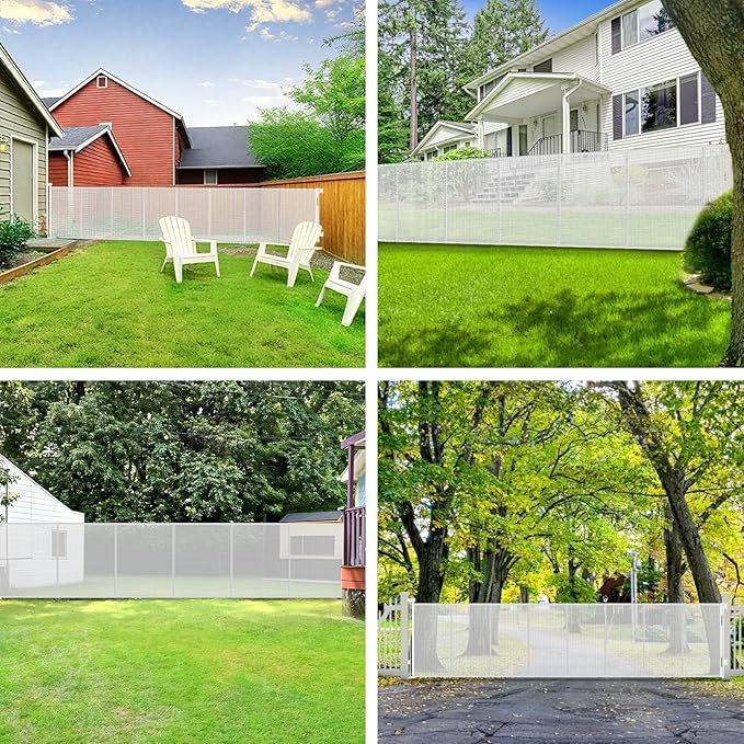 250" Extra Wide Retractable Dog Gate, Reinforced 20ft Retractable Baby Gates Extra Wide Dog Gate, 48" Extra Tall Baby Gate Retractable Outdoor Fence, Extra Long Pet Gate Retractable Gate Indoor, White