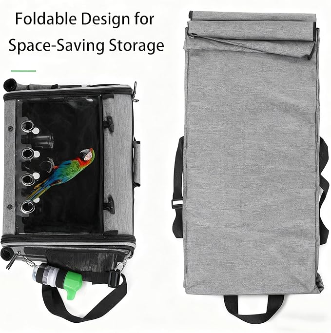 Bird Carrier Bag with Stand, Lightweight Backpack for Parrot, Portable Travel Cage, Pet Transparent Breathable Carrier Lightweight Travel Carrier for Small Bird (2PCS)