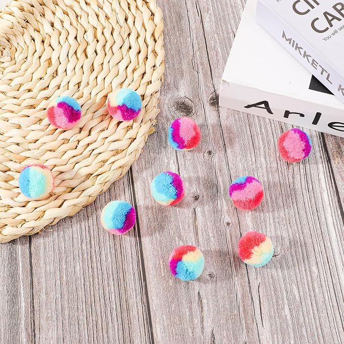 KALIONE 30 Pcs Soft Plush Cat Ball 1.2-inch Rainbow Cat Toy Balls Fuzzy Kitty Balls Kitten Puff Balls Colorful Cat Pom Pom Balls for Cat Kitten Pet Playing Exercising - Image 5