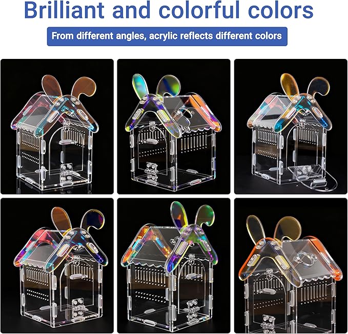 Acrylic Jumping Spider Enclosure with Magnetic Lock, 3mm Clear Terrarium for Tarantula, Mantis, Scorpion | Escape-Proof, No Tool Assembly