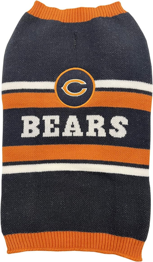NFL Chicago Bears Dog Sweater, Size Medium. Warm and Cozy Knit Pet Sweater with NFL Team Logo, Best Puppy Sweater for Large and Small Dogs