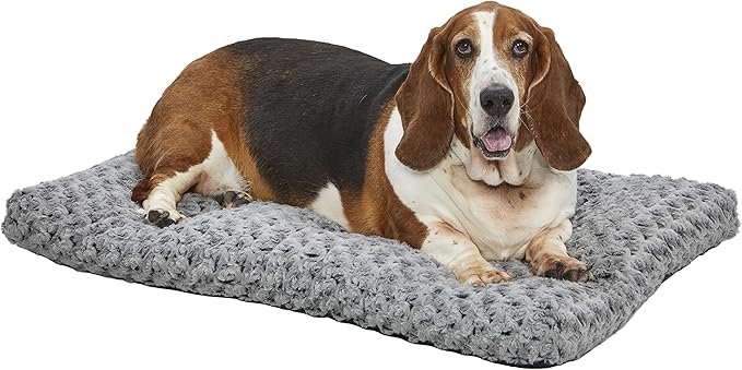MidWest Homes for Pets Intermediate QuietTime Deluxe Gray Ombre Swirl Plush Pet Bed, Machine Washable, Non-Skid Bottom, Soft Crate Mat for 36-inch Crates