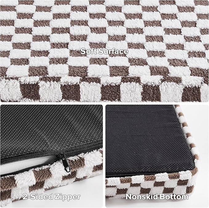 JOEJOY Dog Bed for Large Dogs, XLarge Orthopedic Dog Bed with Removable Washable Cover, Cute Modern Plush & Memory Egg Crate Foam Dog Bed, 42 x 28 inch, Cofffee